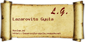 Lazarovits Gyula névjegykártya